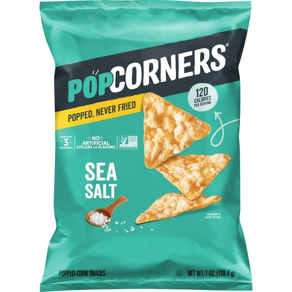 PopCorners No Artificial Colors or Flavors Sea Salt Popped Corn Chips Bag, 7 oz