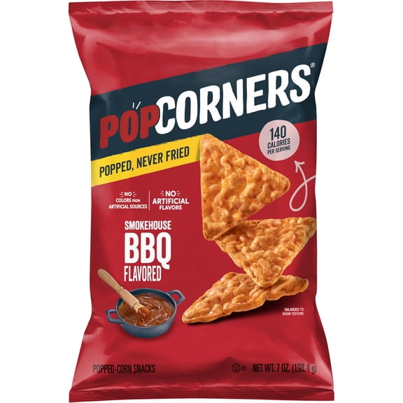 PopCorners No Artificial Colors or Flavors Smokehouse BBQ Popped Corn Chips Bag, 7 oz