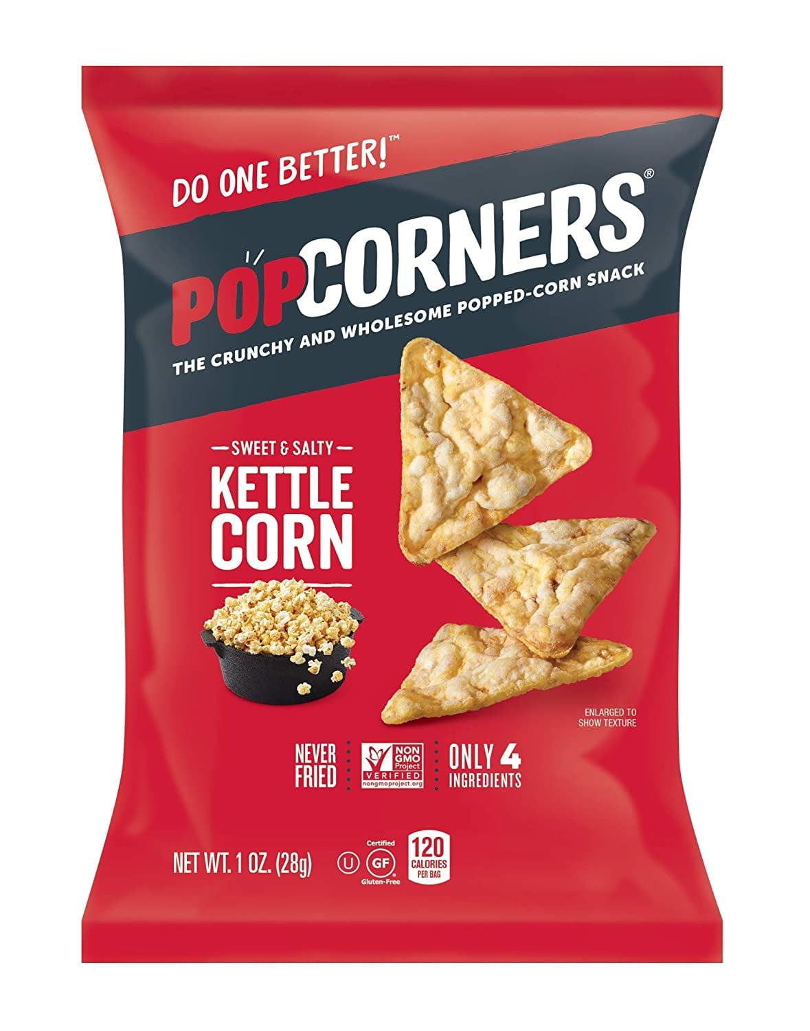 Popcorners Snack Pack, Gluten Free, Vegan Snack Kettle Corn, 1 Oz (Pack