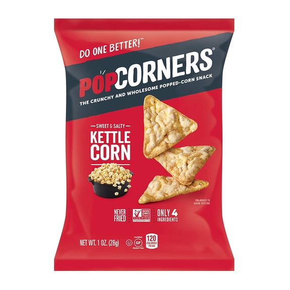Popcorners Snack Pack, Gluten Free, Vegan Snack Kettle Corn, 1 Oz (Pack of 20)