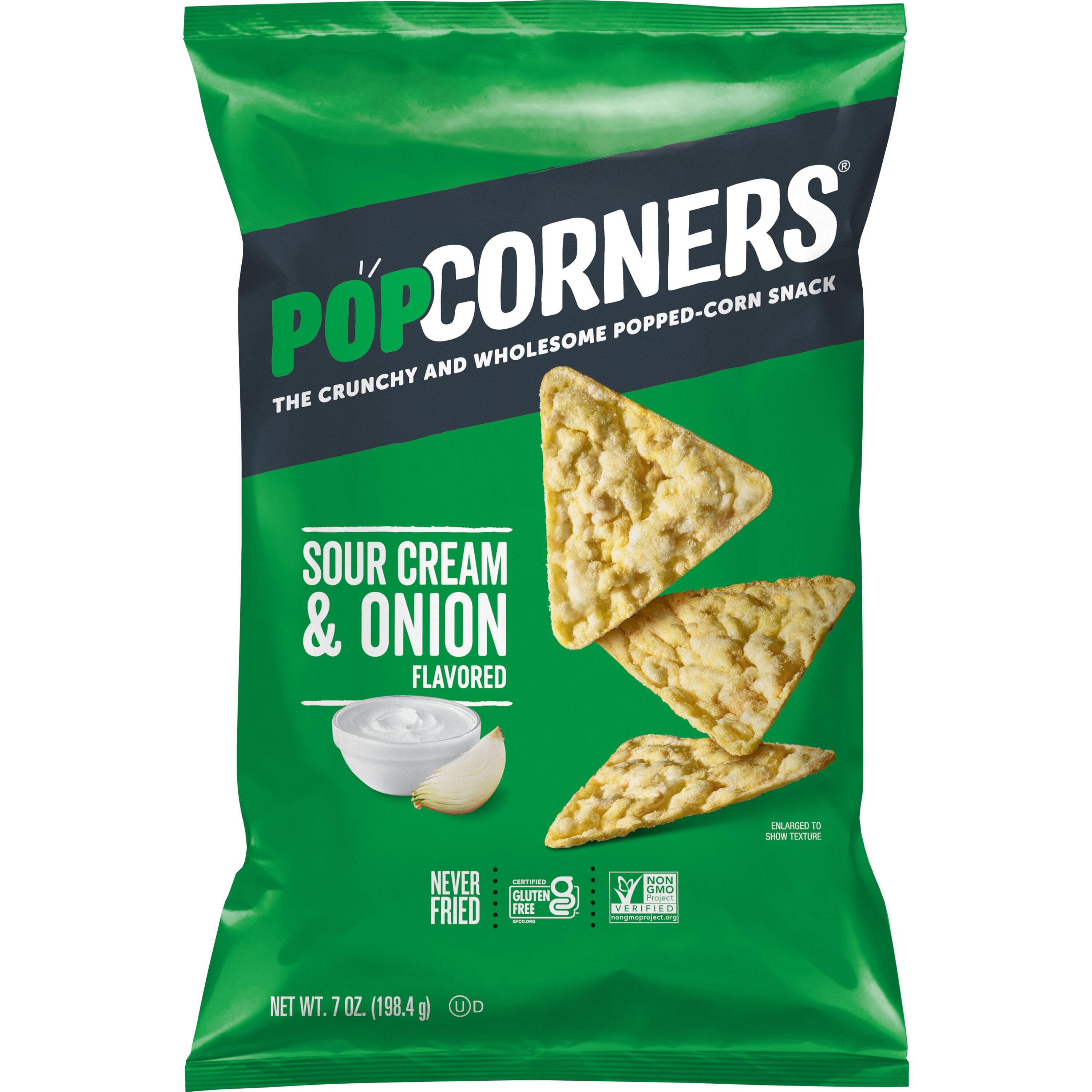 Popcorners Sour Cream & Onion Popped Corn Snacks, 7 oz Bag