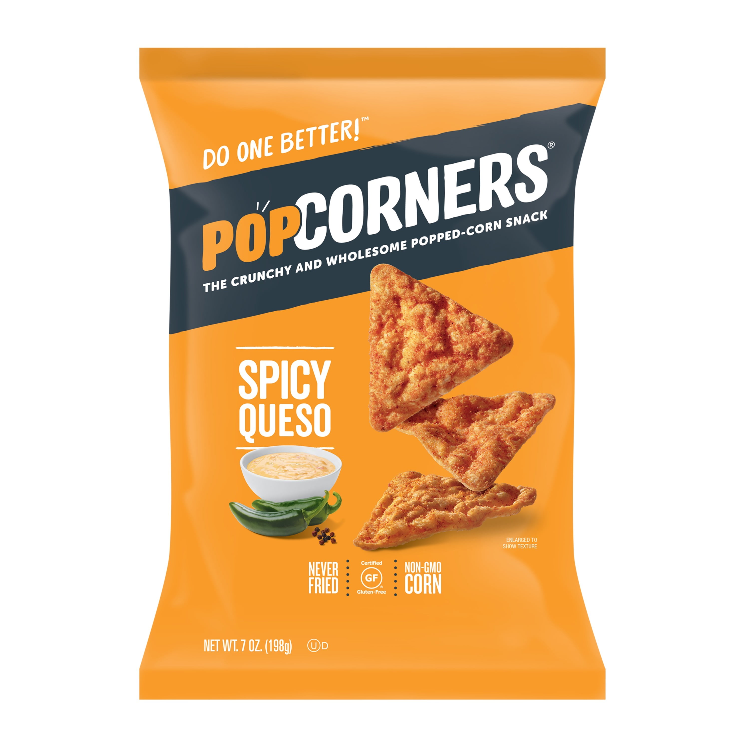 Popcorners Spicy Queso Gluten Free Popped Corn Snacks, 7 oz Bag