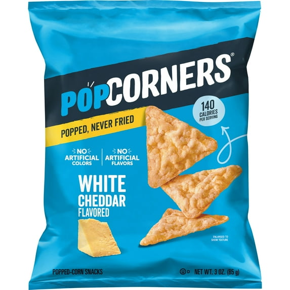 PopCorners No Artificial Colors or Flavors White Cheddar Popped Corn Chips Bag, 3 oz