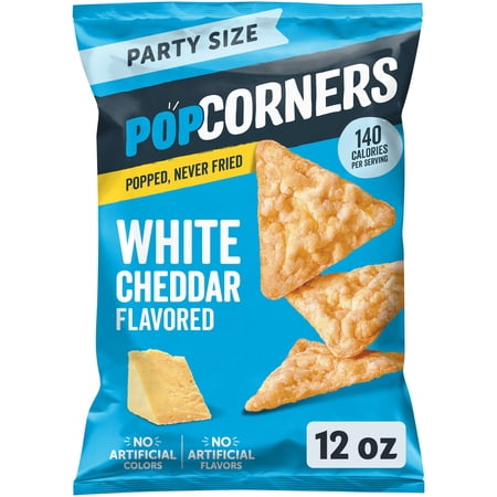 PopCorners No Artificial Colors or Flavors White Cheddar Popped Corn Chips Bag, 12 oz
