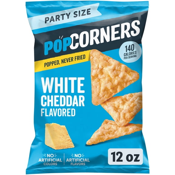 PopCorners No Artificial Colors or Flavors White Cheddar Popped Corn Chips Bag, 12 oz