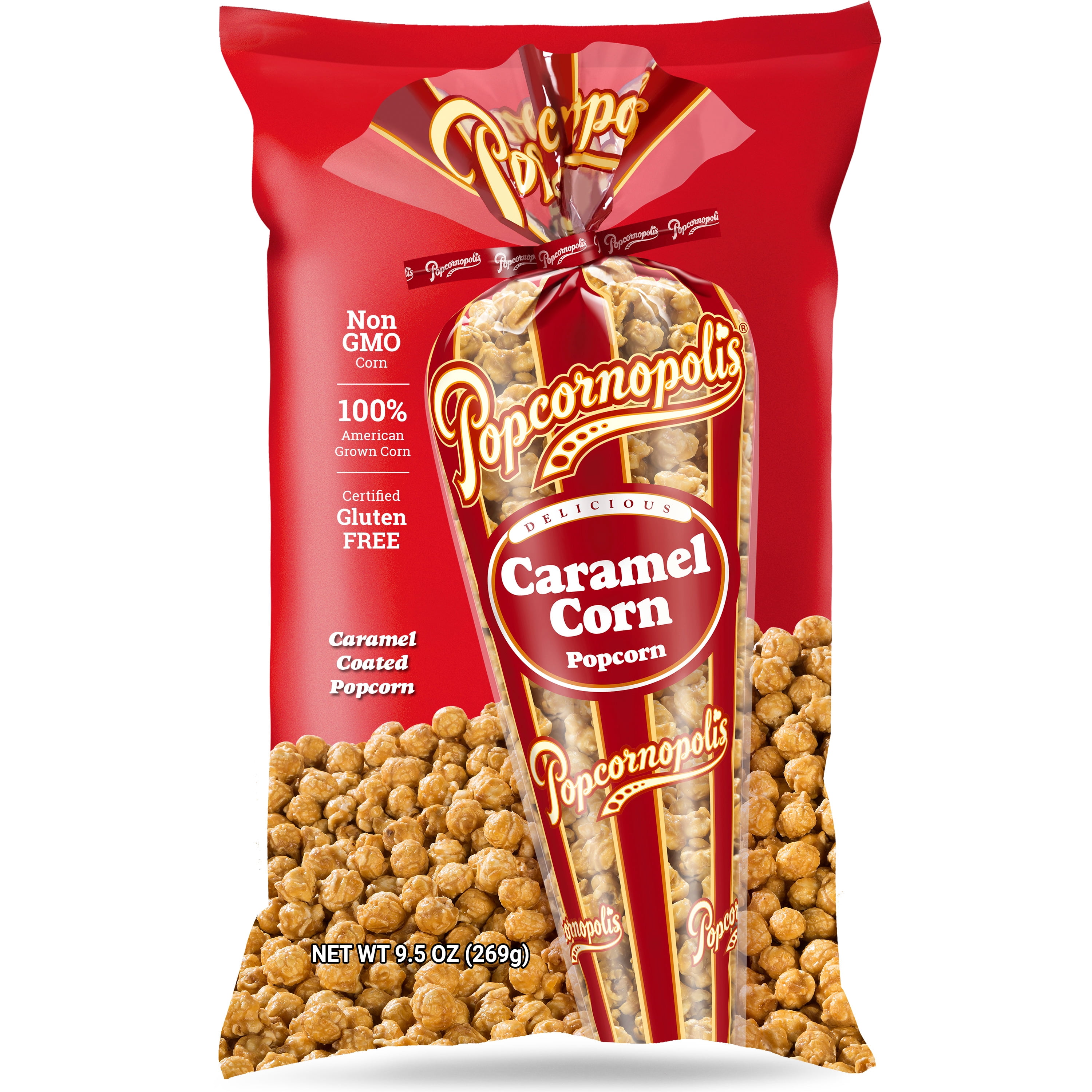 Popcornopolis Gluten-Free Caramel Corn Popcorn, 9.5 Oz Bag, Popped in ...