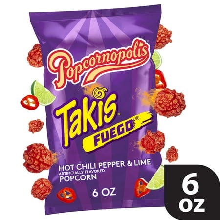 Popcornopolis Fuego Takis 6 oz Bag, Hot Chili Pepper & Lime Popcorn