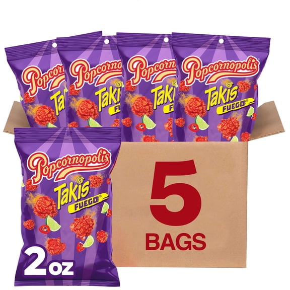 Popcornopolis Fuego Takis Case Chili Pepper Lime Flavored 5 Count 2 oz