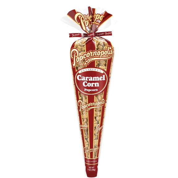 Popcornopolis 7 oz Cone, Caramel Popcorn