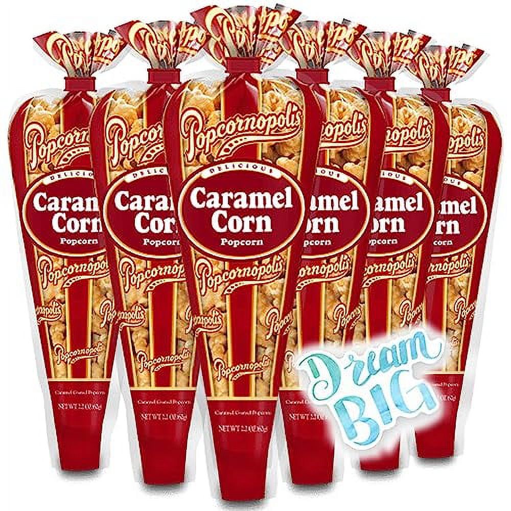 Popcornopolis Gourmet Popcorn 6 Caramel Corn Mini Cones Small