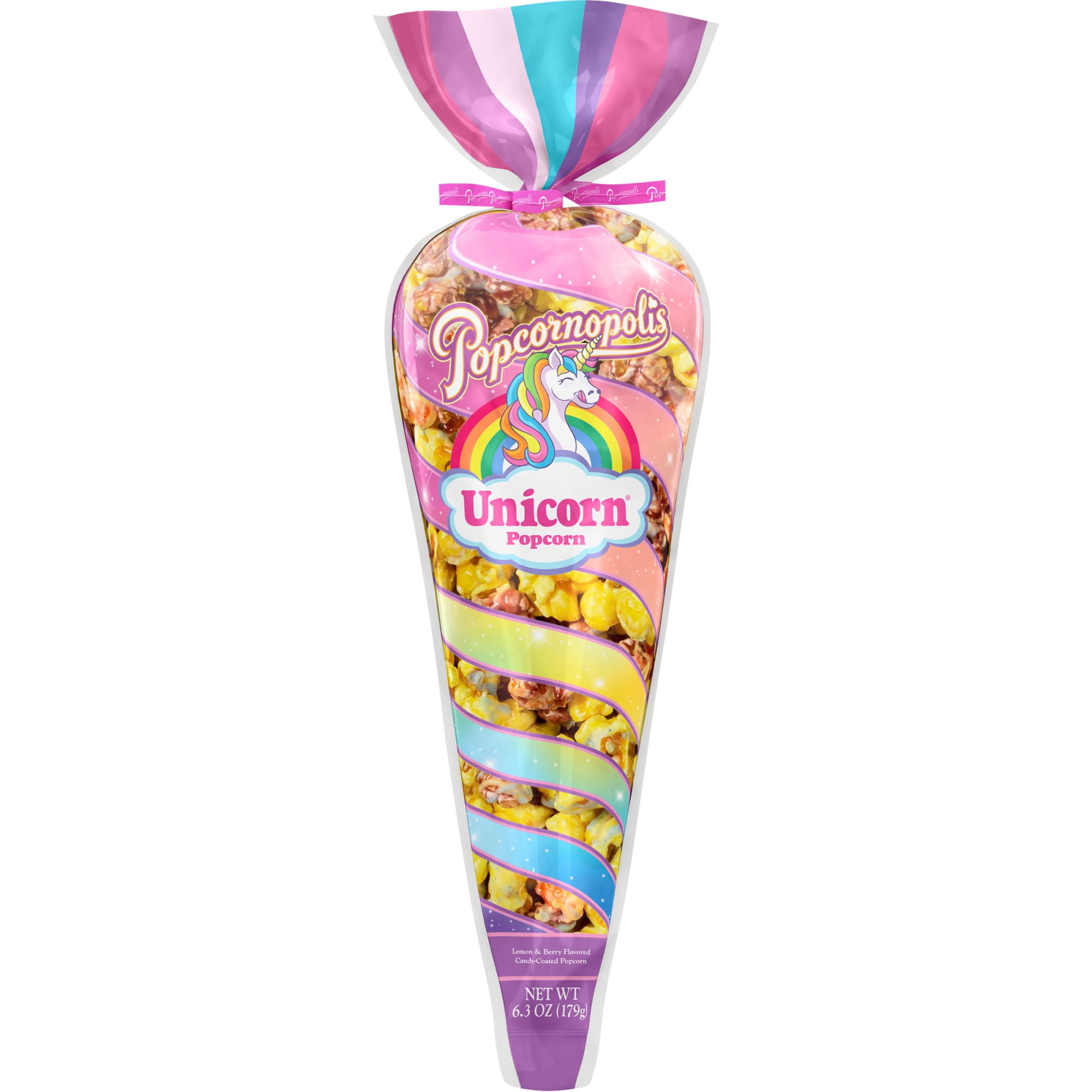 Popcornopolis Unicorn Popcorn Cone, Lemon & Berry Flavored, 6.3 oz