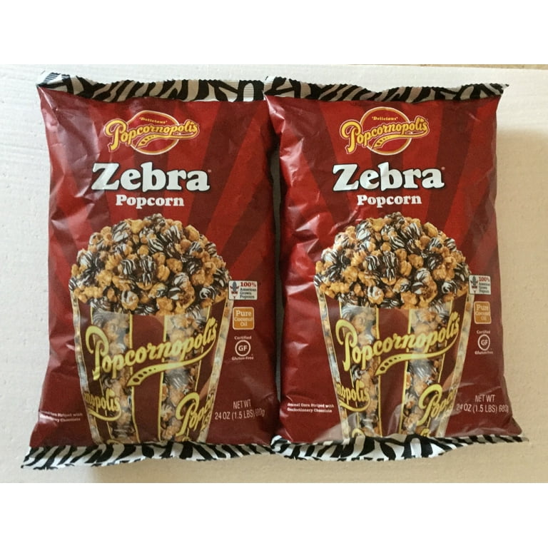 ポップコーン Popcornopolis Zebra Popcorn, 24 Oz Bag, Gourmet Caramel Chocolate