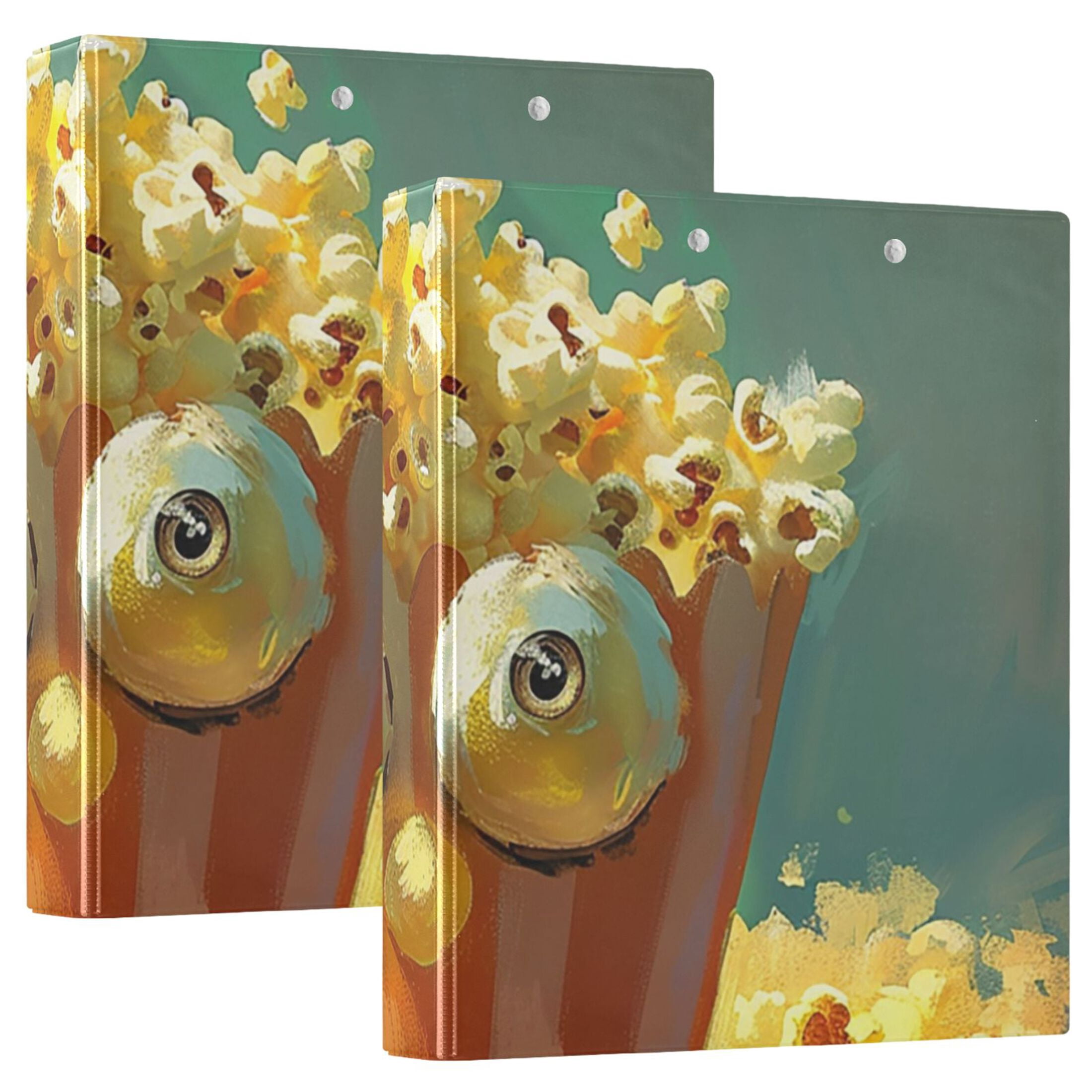 Popcorns 3 Ring Binders 1.5 inch Hardcover File Folders with Interior Pockets A4 Size Organizer for School Office Hospital