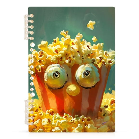 Popcorns Ring Binder Notebook Journey Note Diary College Ruled Spiral Notebook Study Loose Leaf Paper A5 60 Pages