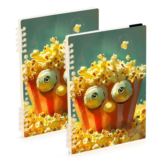 Popcorns Ring Binder Notebook Journey Note Diary College Ruled Spiral Notebook Study Loose Leaf Paper A5 60 Pages