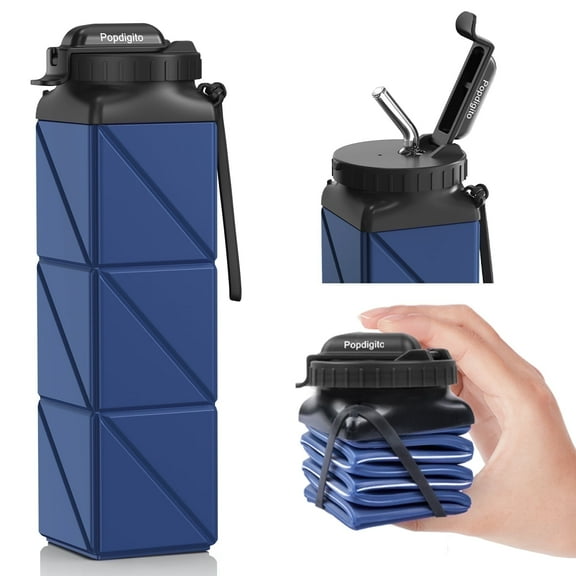 Popdigito Foldable, Collapsible, Reusable Silicone Water Bottles