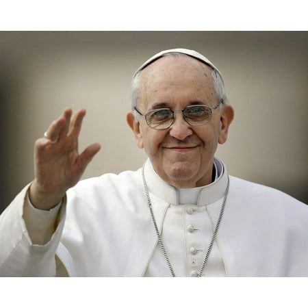 Pope Francis In White Robes Waving Roman Catholic 24X36 Classic Hollywood Poster