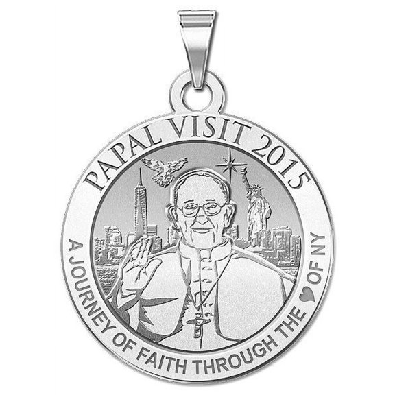 Pope Francis Papal Visit 2015 - "Journey to the Heart of NY" Embossed Medal 3/4 Inch Sterling Silver