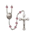 thumbnail image 1 of Pope Francis Silver-Plated Rosary 6mm February Purple Fire Polished Beads Crucifix Size 1 5/8 x 1 medal charm, 1 of 1