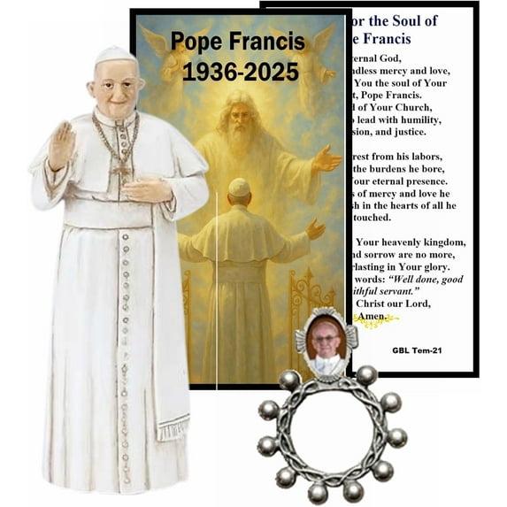 Pope Francis The Pope of The People Statue Includes Finger Rosary Ring Free Pray for The Pope Holy Card