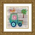 thumbnail image 1 of Pope, Kate and Elizabeth 12x12 Gold Ornate Wood Framed with Double Matting Museum Art Print Titled - Tractor Pig, 1 of 4