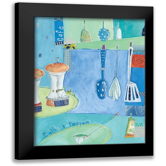 Pope, Kate and Elizabeth 12x14 Black Modern Framed Museum Art Print Titled - Kitchen Collage III