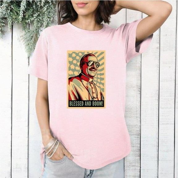 Pope Leo XIV July 4th Blessed and Boom Patriotic Catholic Humor T-Shirt, for men & women, up to size 5XL