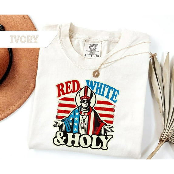 Pope Leo Xiv T-Shirt, New Pope Shirt, American Pope Tee 2025, Red White And Holy Graphic Shirt, Patriotic Pope T-Shirt Gift