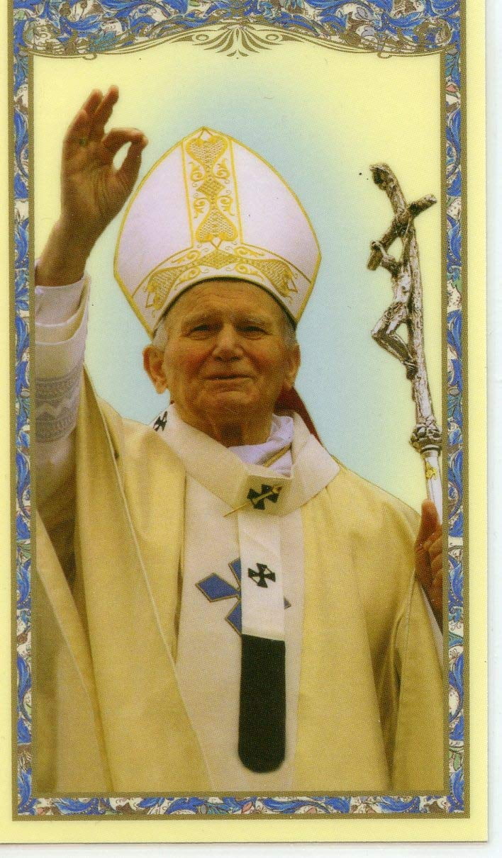 Pope St. John Paul II - Relic Laminated holy card - Blessed by Pope ...