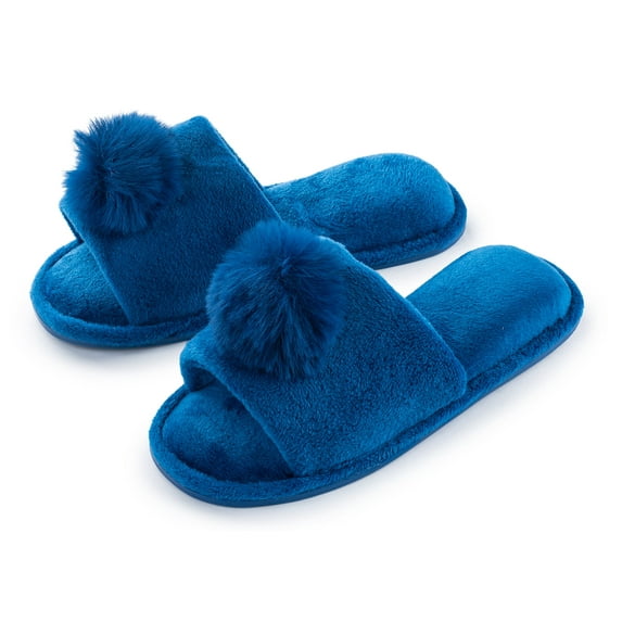 Popeez Girls's Lovely Pom-Pom House Slipper 13/1, Blue