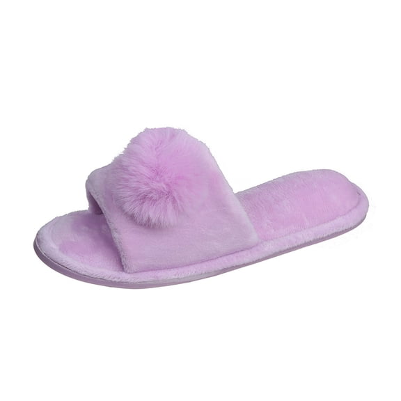 Popeez Girls's Lovely Pom-Pom House Slipper (2/3, Purple)