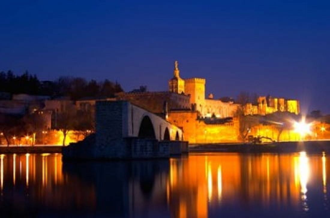 Popes Palace on the Rhone and Pont Saint St Benezet Canvas Art - Per Karlsson DanitaDelimont (26 x 18)