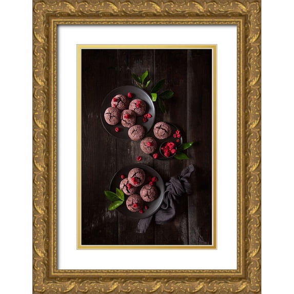 Popescu, Diana 11x14 Gold Ornate Wood Framed with Double Matting Museum Art Print Titled - Raspberry Chocolate Crinkle Cookies