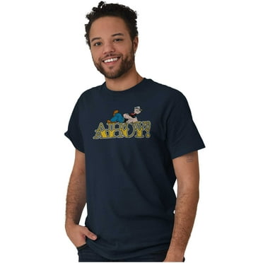 Popeye Ahoy Traditional Tattoo Font Men's Graphic T Shirt Tees Brisco Brands S