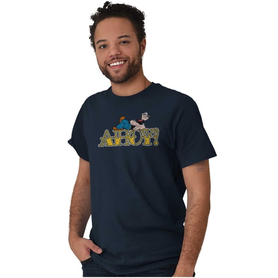 Popeye Ahoy Traditional Tattoo Font Men's Graphic T Shirt Tees Brisco Brands X