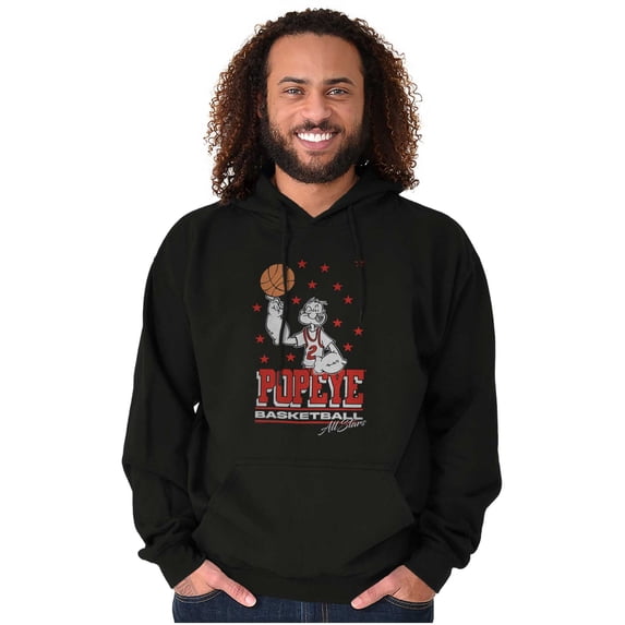 Popeye All Star Basketball Player Unisex Plus Fleece Graphic Hoodie Brisco Brands 4X