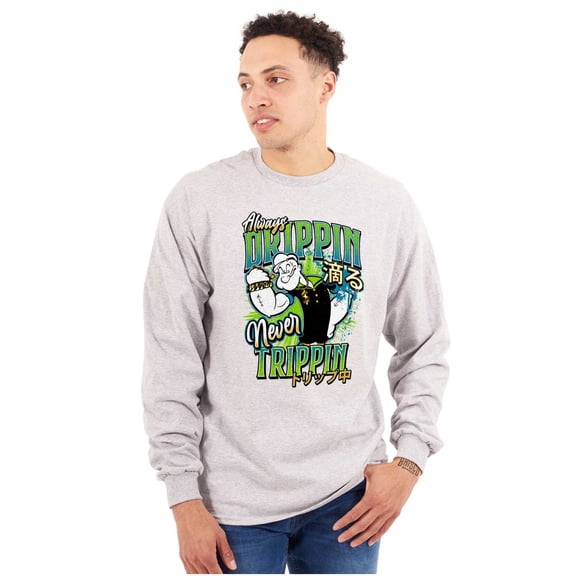 Popeye Always Drippin Never Trippin Men Big & Tall Long Sleeve Tee Brisco Brands 3X
