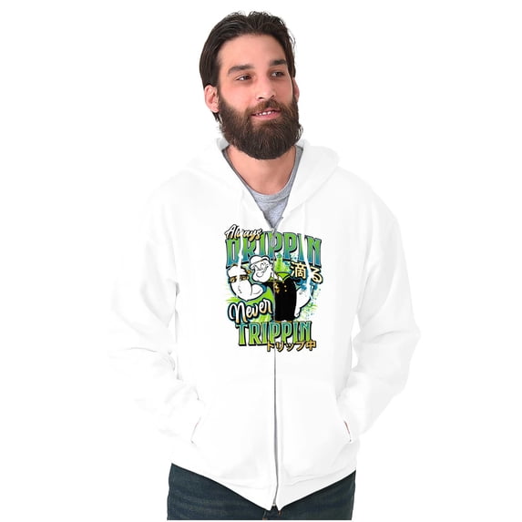 Popeye Always Drippin Never Trippin Men Big & Tall Zip Hoodie Brisco Brands 5X