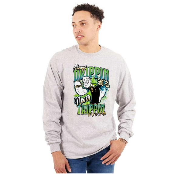 Popeye Always Drippin Never Trippin Men's Long Sleeve Tee T Shirt Brisco Brands X