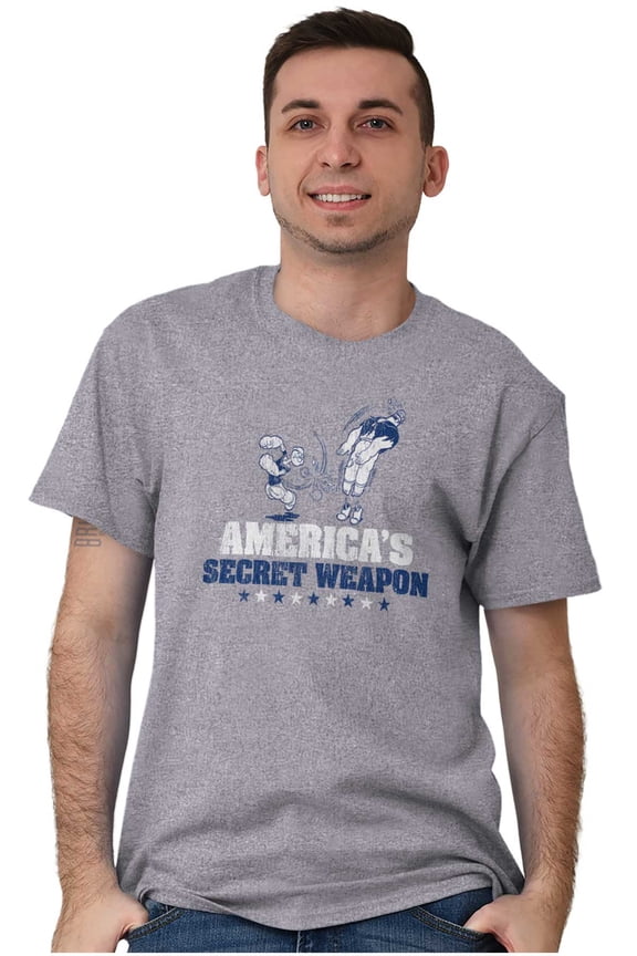 Popeye America's Secret Weapon Funny Men's Graphic T Shirt Tees Brisco Brands S