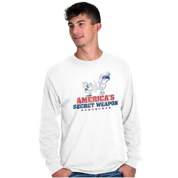 Popeye America's Secret Weapon Funny Unisex Plus Size Long Sleeve Shirt Brisco Brands 3X