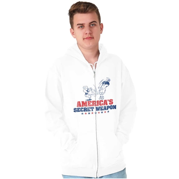 Popeye America's Secret Weapon Funny Unisex Plus Size Zip Hoodie Brisco Brands 5X