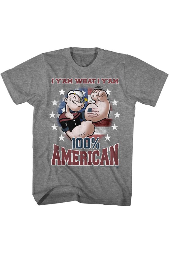 Popeye American Graphite Heather Adult T-Shirt