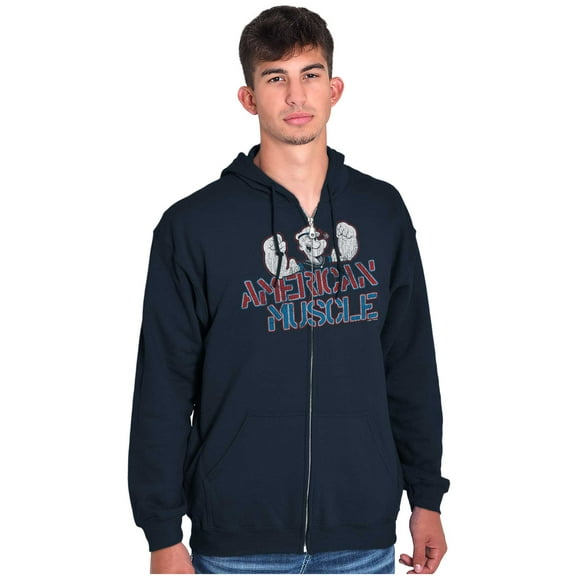 Popeye American Muscle Athletic Men Big & Tall Zip Hoodie Brisco Brands 2X