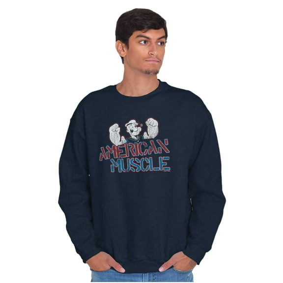 Popeye American Muscle Athletic Men's Crewneck Sweatshirt Brisco Brands S