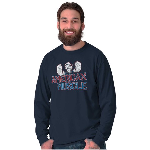 Popeye American Muscle Athletic Men's Long Sleeve Tee T Shirt Brisco Brands S
