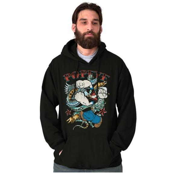 Popeye American Traditional Tattoo Hoodie Sweatshirt Women Men Brisco Brands L