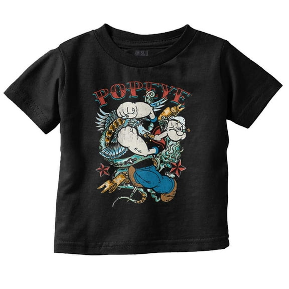 Popeye American Traditional Tattoo Toddler Boy Girl T Shirt Infant Toddler Brisco Brands 6M