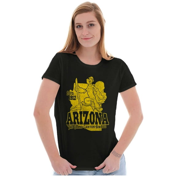 Popeye Arizona State AZ Cartoon Women's T Shirt Ladies Tee Brisco Brands S