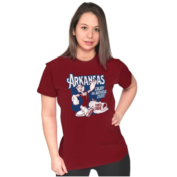 Popeye Arkansas the Natural State Women's T Shirt Ladies Tee Brisco Brands L